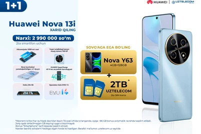 Bir narxda ikkita smartfon: Huawei va UZTELECOM "1+1" aksiyasini ishga tushirmoqda