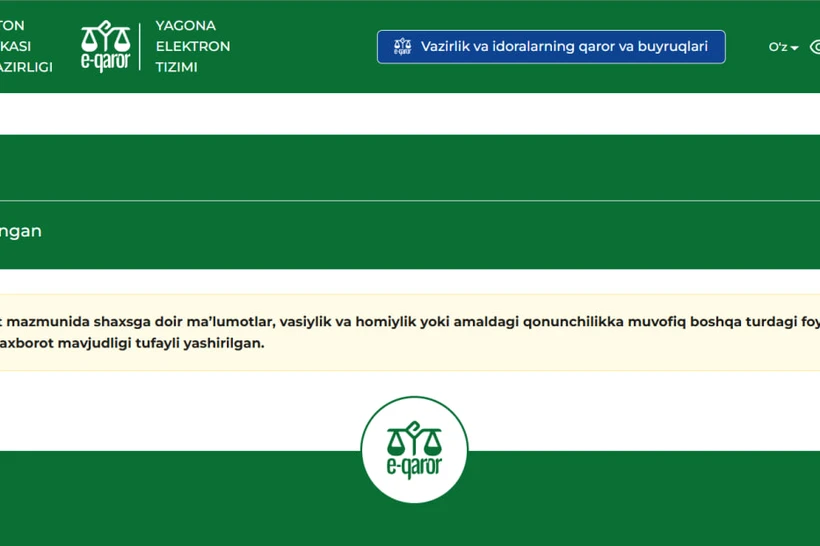 E-qaror тизимида ҳужжат яширишни Аксилкоррупция агентлиги текширади