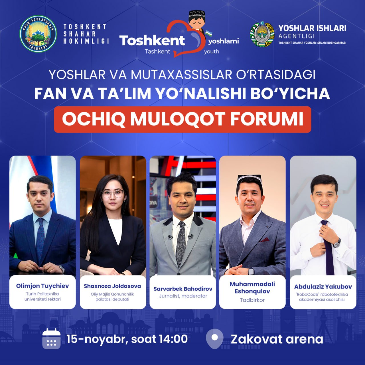 “Тошкент ёшларни севади” ойлиги доирасида очиқ мулоқотлар бошланмоқда