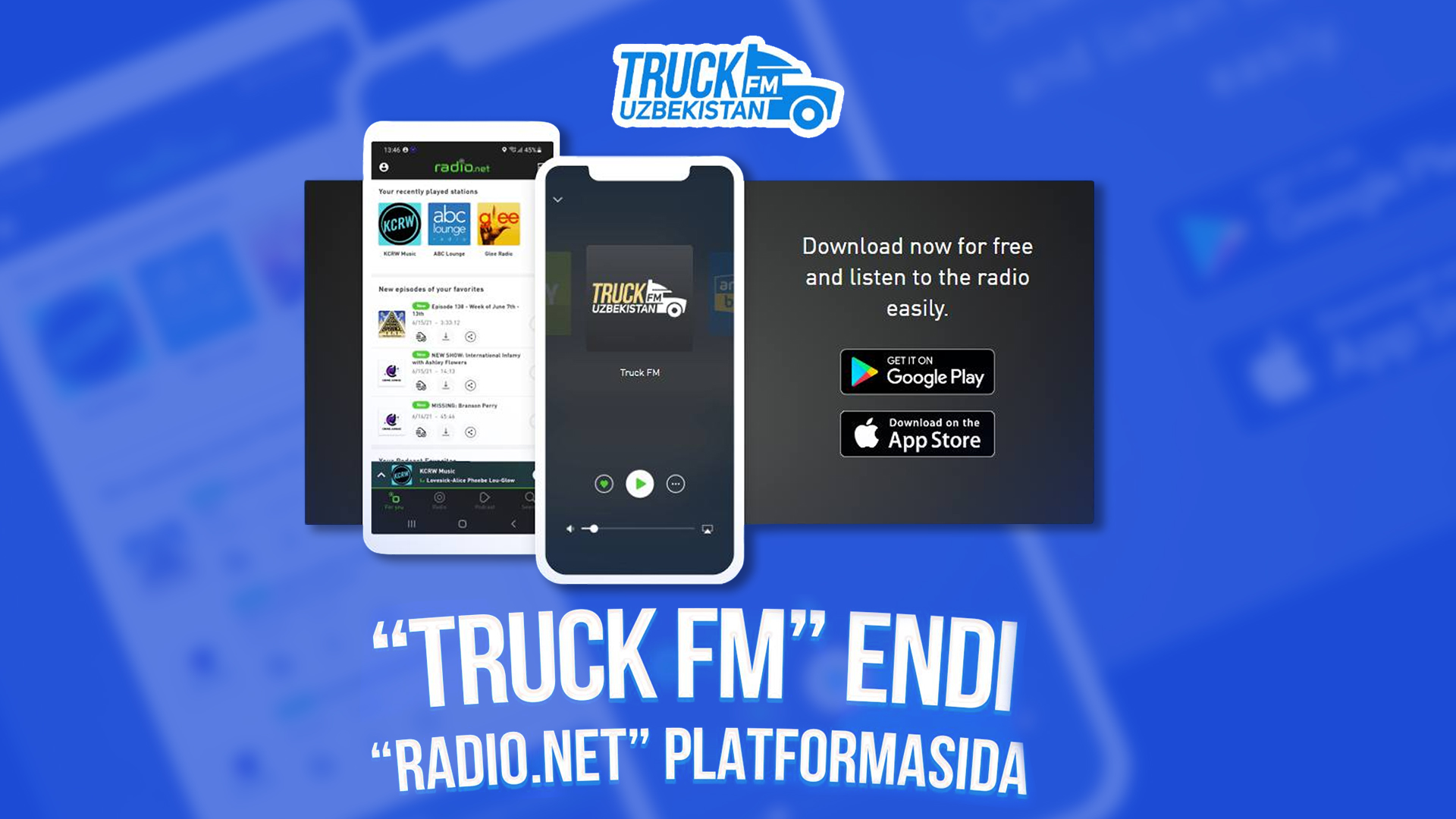 "Тruck FM" радиоси Американинг "Radio.net" платформасида!